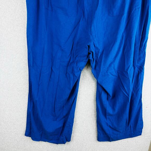 New Old Navy Womans 4X Plus Pants Wide Leg Linen Blend Pockets Pull On Blue NWT - Picture 6 of 8